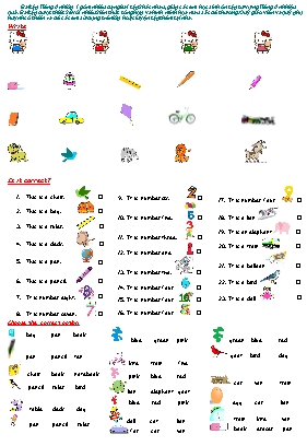 Bài tập tiếng Anh Khối 1